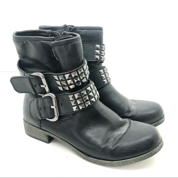Mossimo Supply Co. Shoes - Mossimo black combat ankle boots silver buckles